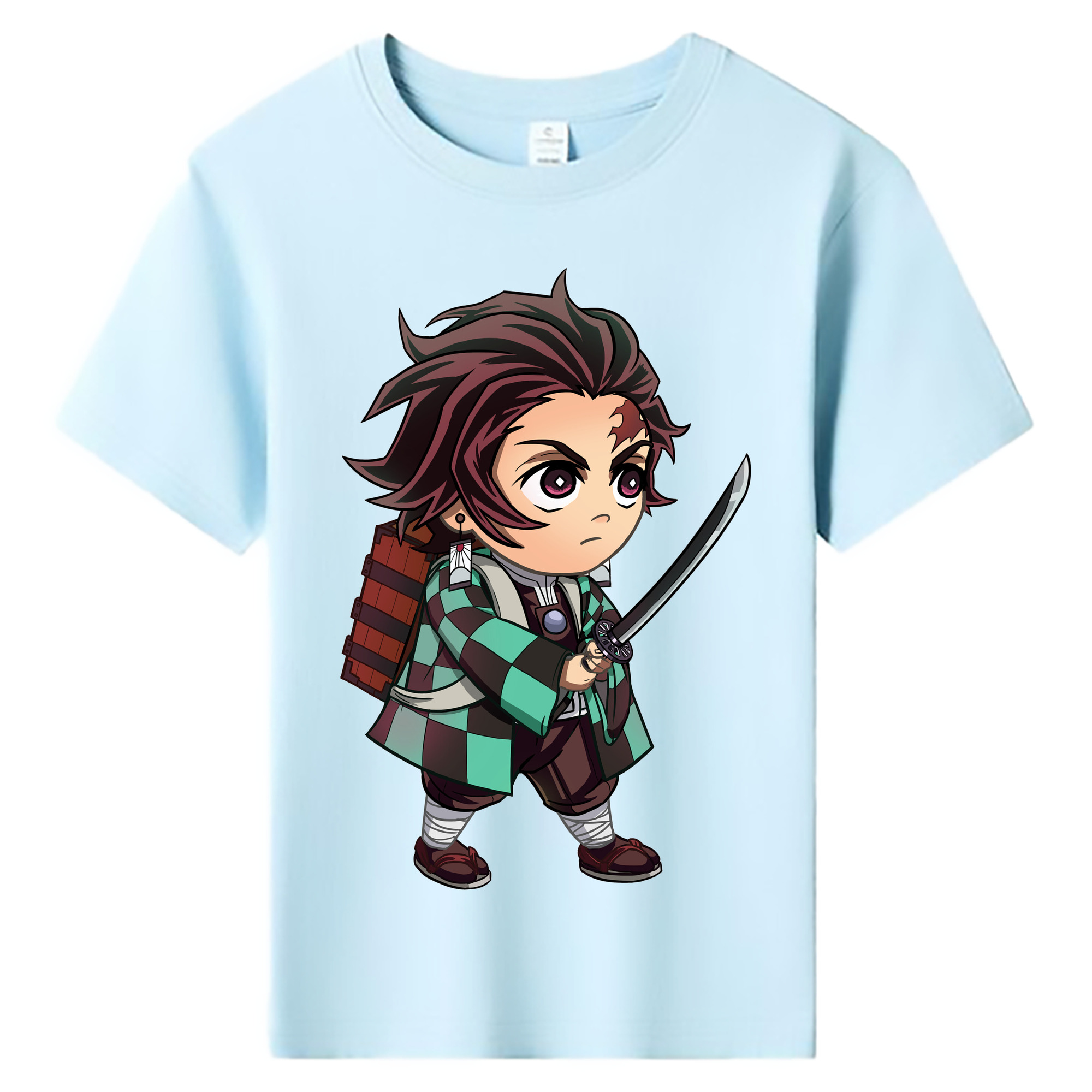 （画像用） 鬼滅の刃 竈門 炭治郎／かまど たんじろう Kamado Tanjirou 綿100％キッズTシャツ（フロントプリント）